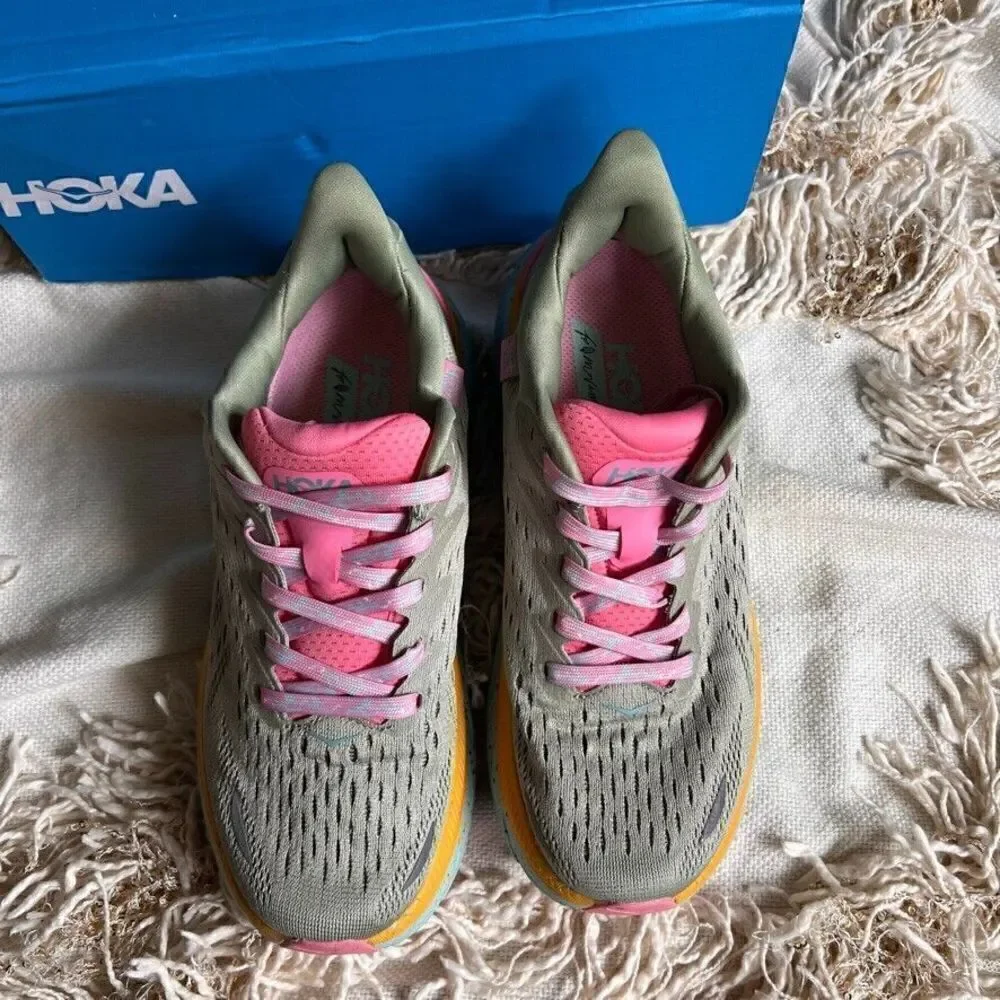 Free People Hoka Clifton 8 Shoes Womens Size 6.5 B Seaweed Green Tea NEW!